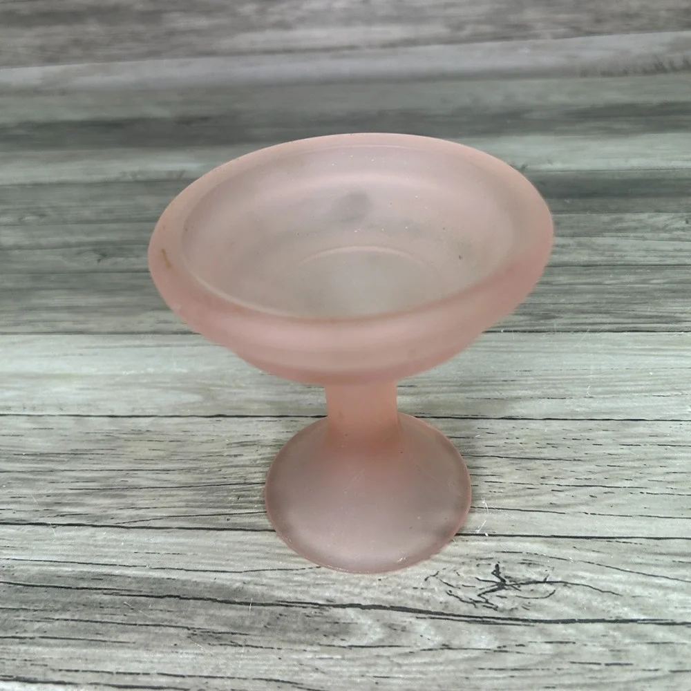 Fairy Lamp Pink Frosted Satin Glass Tea Candle Holder BASE ONLY